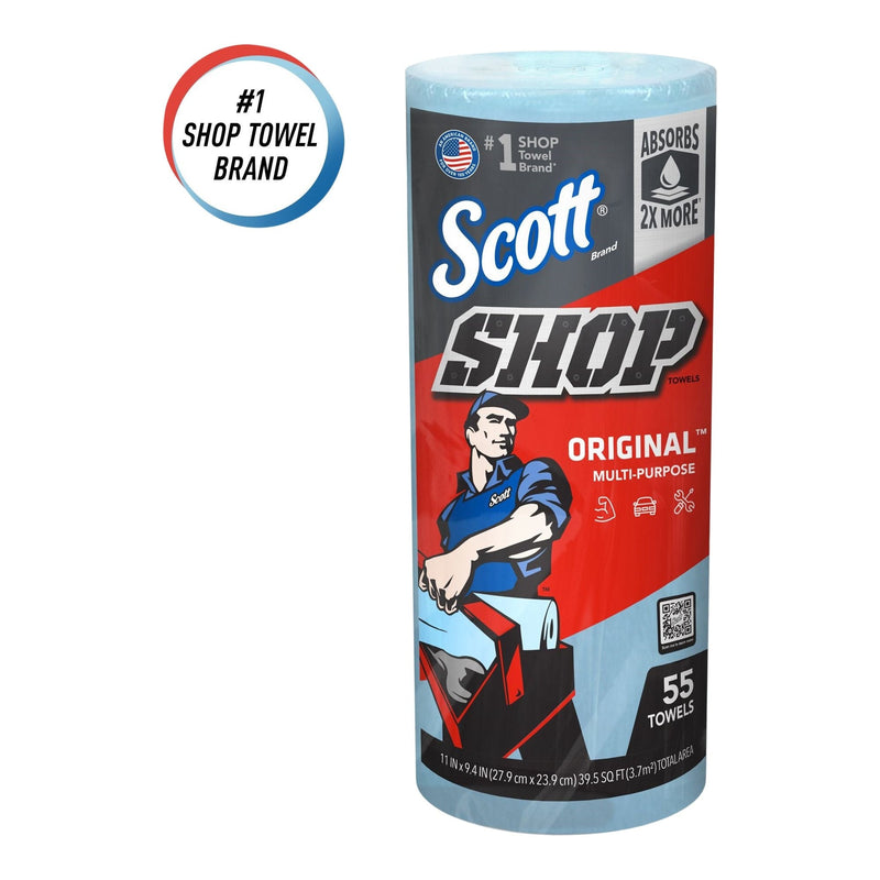 Scott Multi-Purpose Shop Paper Towels, 11" x 9.4", Blue, 55-pk D3