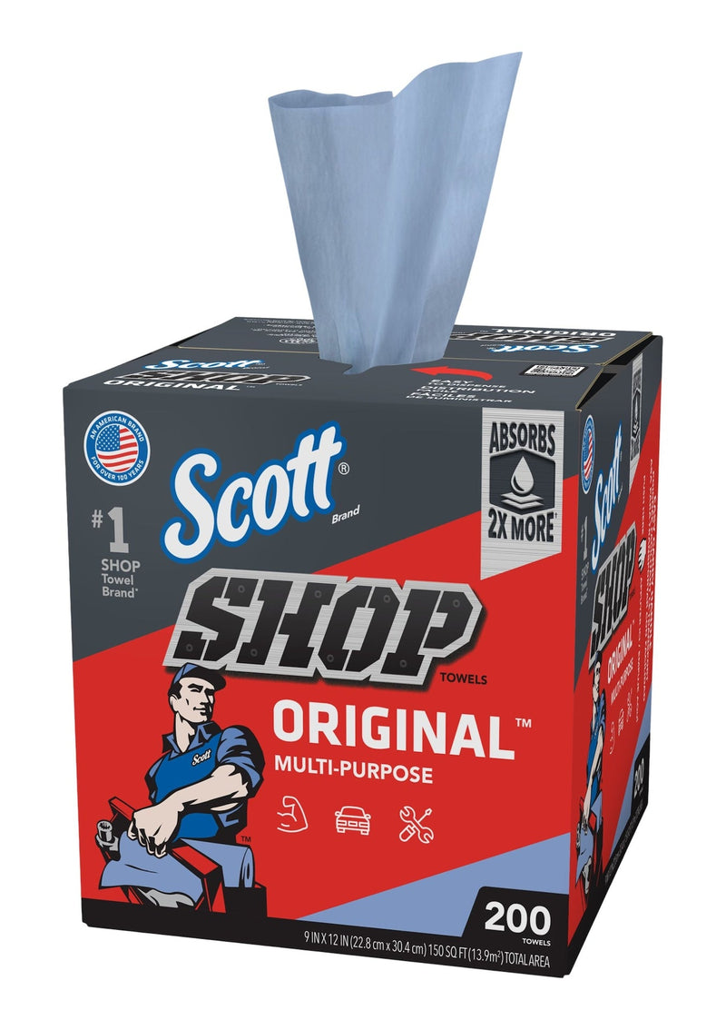 Scott Multi-Purpose Shop Paper Towels, 9 x 12-in, Blue, 200-pk E1