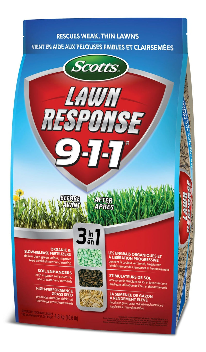 Scotts Lawn Response 3-in-1 Grass Seed & Fertilizer Mix, 9-1-1, 4.8-kg Q4