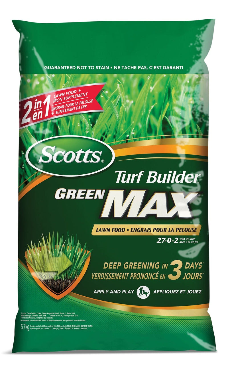 Scotts Turf Builder Green MAX Lawn Fertilizer, 27-0-2, 350-m2 E4
