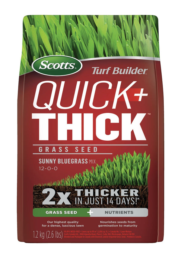 Scotts Turf Builder Quick + Thick Grass Seed Sunny Bluegrass Mix, 12-0-0, 1.2-kg U7