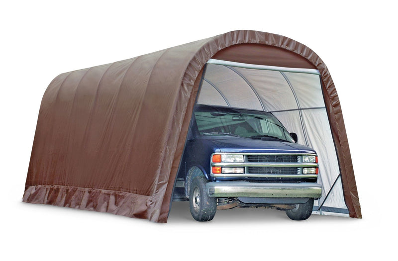 ShelterLogic Heavy Duty Waterproof Round Style Auto Shelter with UV Protection, 12x24x10-ft U4