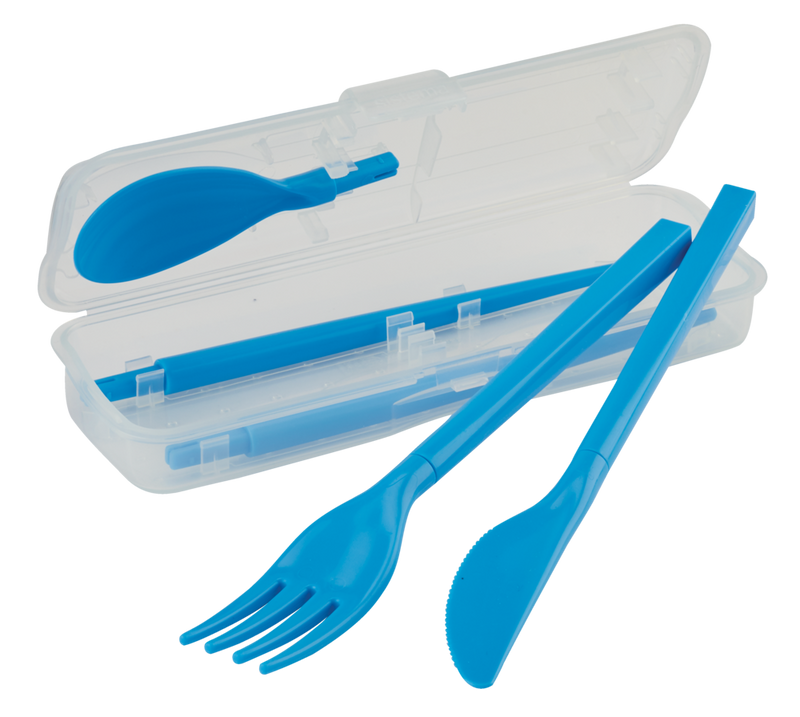 Sistema Cutlery Set To Go, Modular Travel Plastic Cutlery Set with Knife, Fork, Spoon, Chopsticks and Case O3
