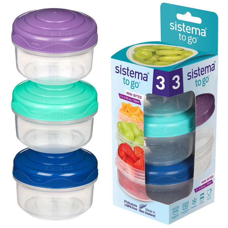Sistema Mini Bites To Go Food Storage Container Set with Removable Dividers, 3-pk N7