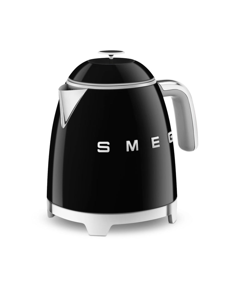 Smeg 50's 1400W Retro Style Electric Mini Countertop Kettle with Cordless Base, Black, 0.8-L D0