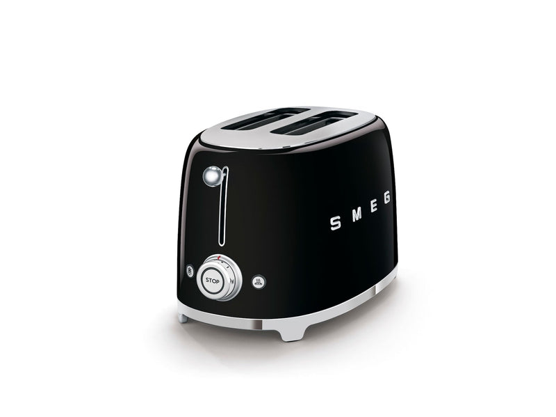 Smeg 50's Retro Style Wide Slot Pop Up Electric Toaster with 6 Settings, 2-Slice, Black N5