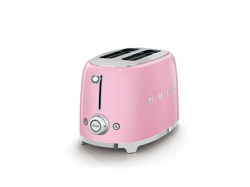 Smeg 50's Retro Style Wide Slot Pop Up Electric Toaster with 6 Settings, 2-Slice, Pink N9