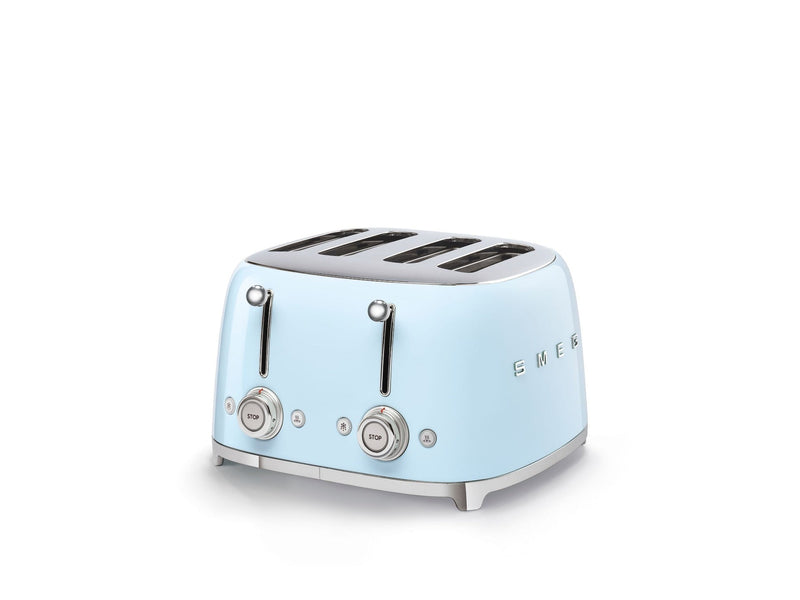 Smeg 50s Retro Style Wide Slot Pop-up Toaster, 4-Slice, Pastel Blue U5