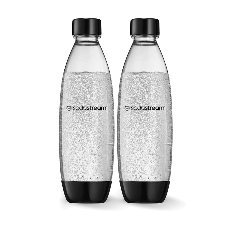 SodaStream Slim Carbonating Bottle, Dishwasher Safe, BPA-Free, Black, 1-L, 2-pk A0