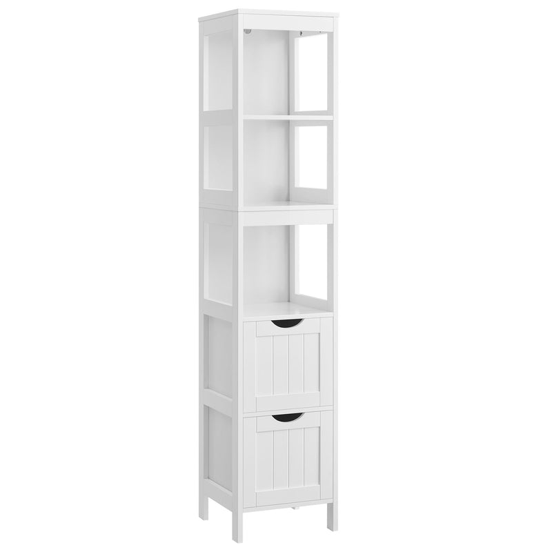 Songmics Home 2-Drawer White Cabinet with 3 Open Shelves K8