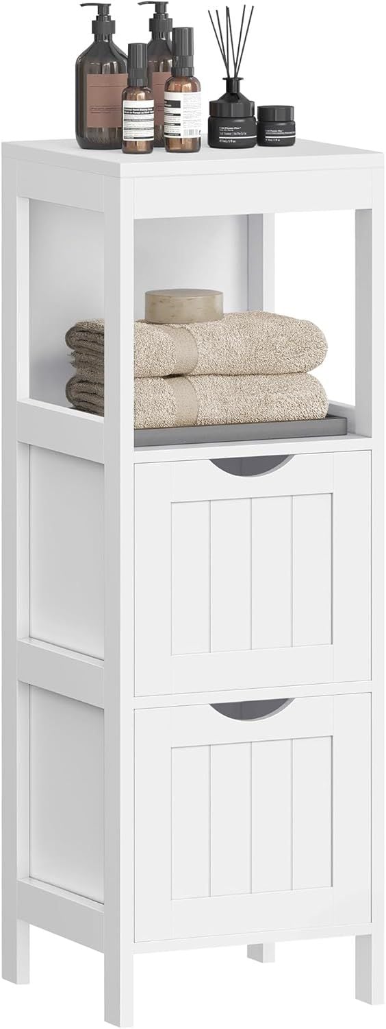 Songmics Home 2-Drawer White Cabinet with Open Shelf A0