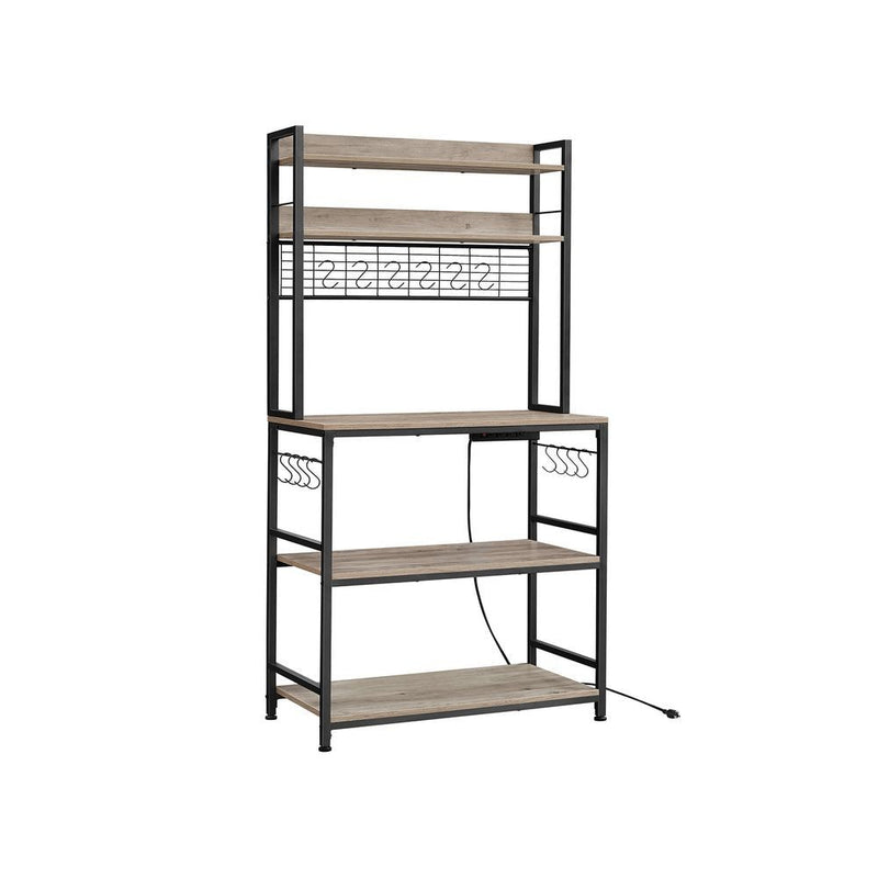 Songmics Home 5-Shelf Grey Baker's Rack with 4 AC Outlets J5
