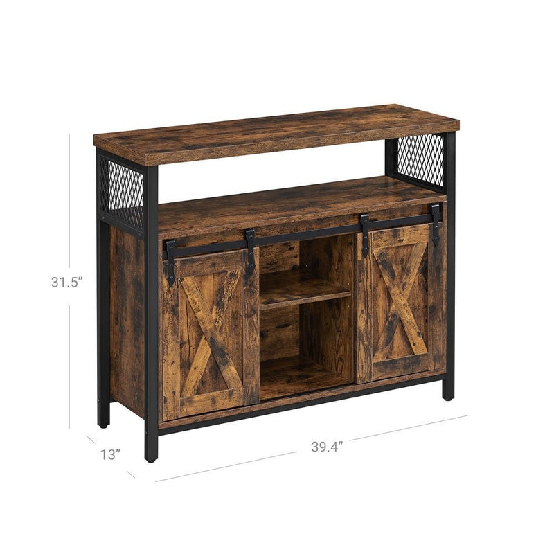Songmics Home Brown Buff Sideboard Storage with Sliding Doors D0