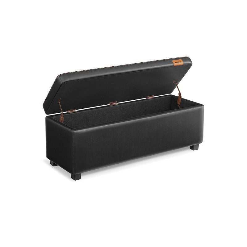 Songmics Home Deep Mid-Century Modern Black Storage Ottoman A2