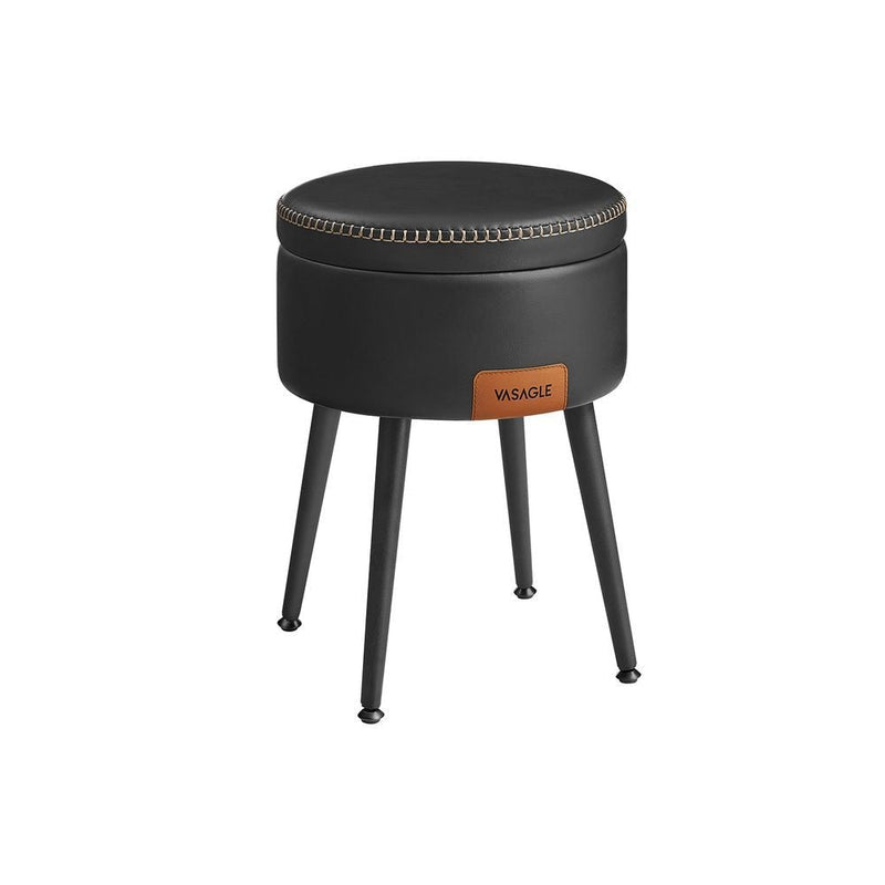 Songmics Home Ink Black Storage Stool with Footrest U3