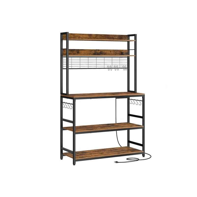 Songmics Home Rustic Brown Baker's Rack with 4 AC Outlets G9