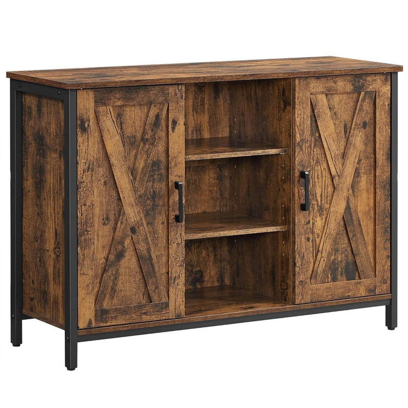 Songmics Home Rustic Brown Buffet Cabinet with Barn Doors K0