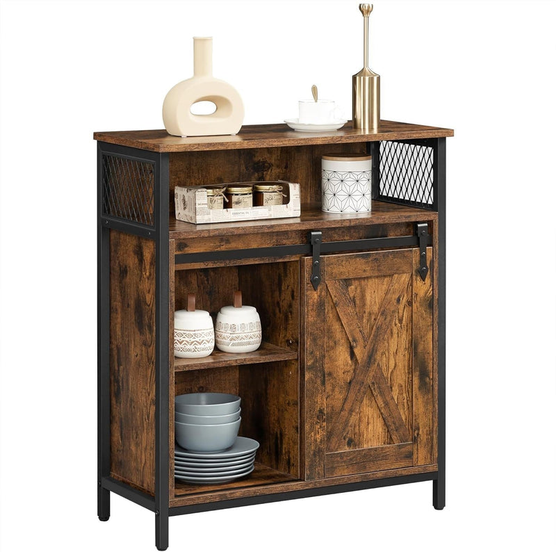 Songmics Home Rustic Brown Cabinet with Sliding Door J4