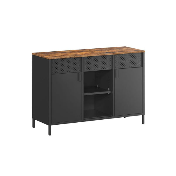 Songmics Home Rustic Brown/Black Metal Buffet Cabinet X1