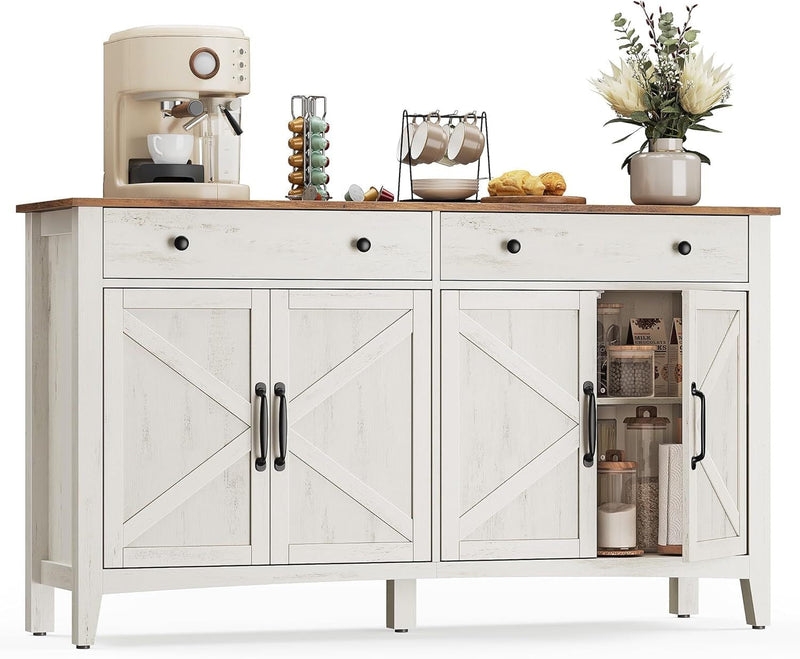 Songmics Home Rustic White/Honey Brown Buffet Cabinet I2