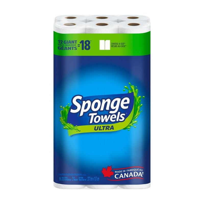 SpongeTowels Ultra Choose-A-Size Giant Roll Paper Towels, 2-ply, 12-pk F3