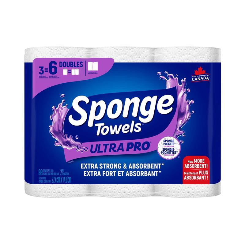 SpongeTowels Utra Pro Double Roll Paper Towel, 3-pk E8