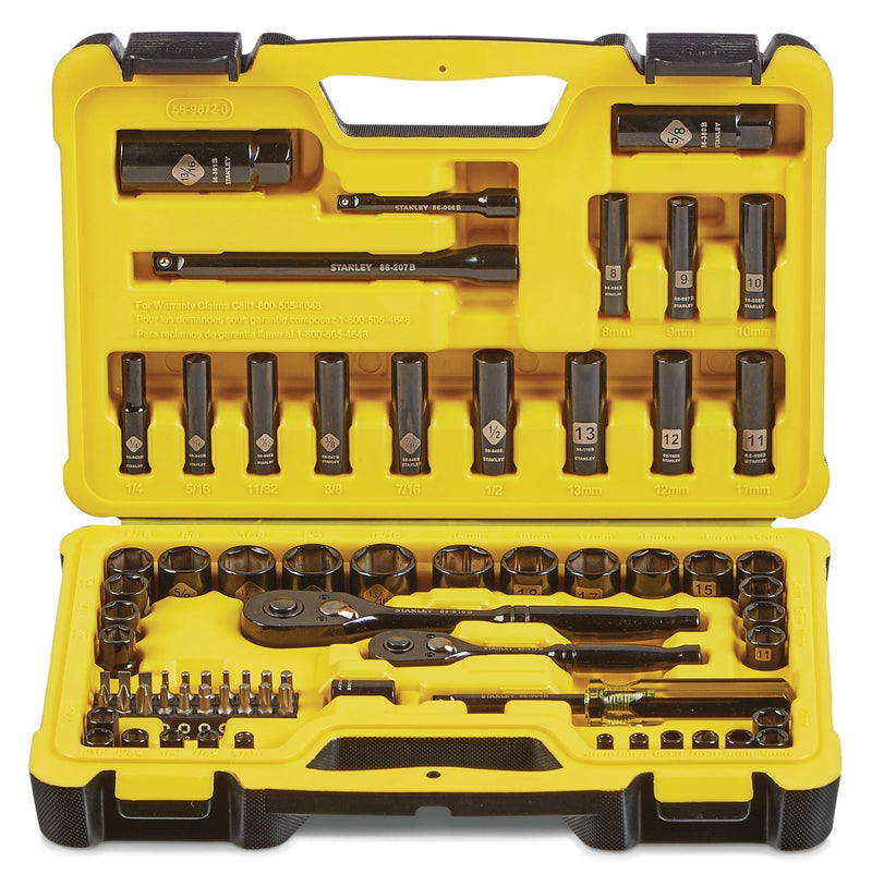 Stanley Professional Grade Black Chrome Socket Set, 70-pc, SAE/Metric I5