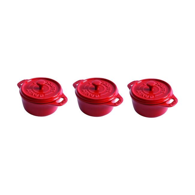 Staub 3 piece Cocotte Set Cherry G0