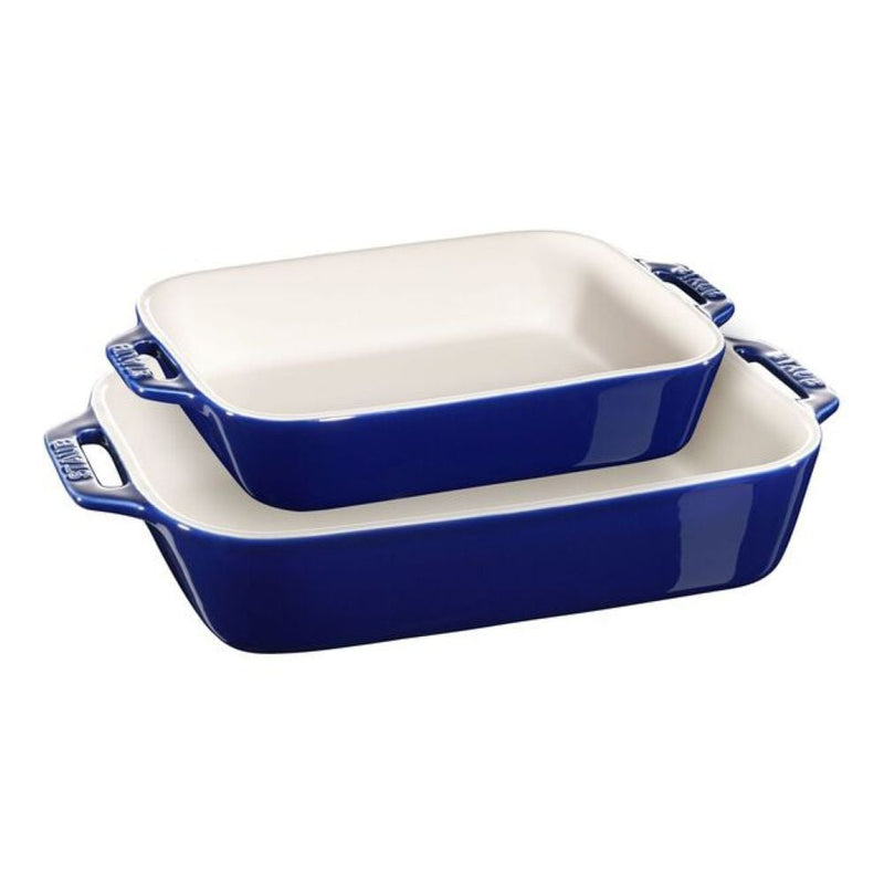 Staub Nestable Dark Blue Non-Stick Ceramic Rectangular Baking Dish Set, 2-pc Z7