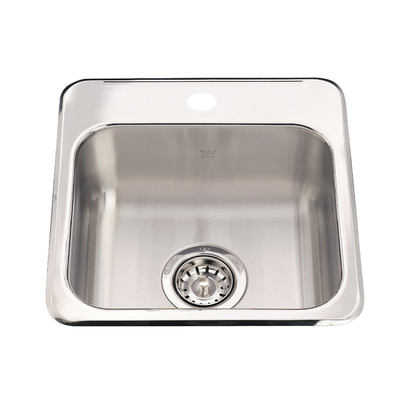 Steel Queen Drop-In 1-Hole Stainless Steel Sink, 15x15-in N3