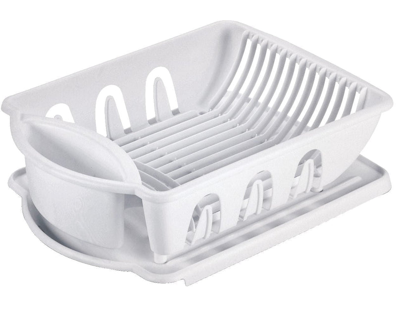 Sterilite Plastic Nesting Dish/Cutlery Drying Rack & Drainboard Tray For Kitchen, White R9