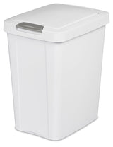 Sterilite Plastic Rectangular Springloaded Touch Top Garbage Can, White, 28-L