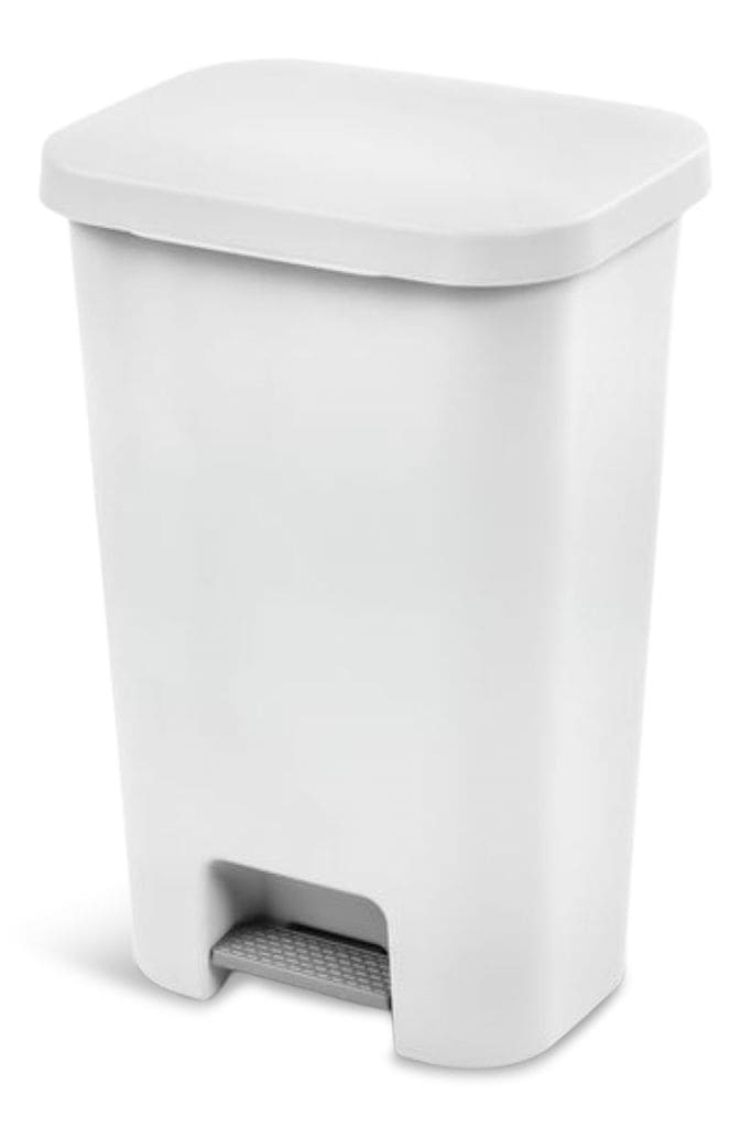 Sterilite Plastic Rectangular Step Garbage Can, White, 45-L P2