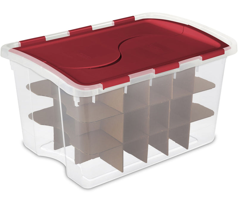 Sterilite Transparent Ornament Storage Box with Flip-top Lid, 45-L D2