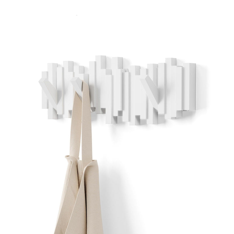 Sticks Multi 5 Hook Rack, White B2