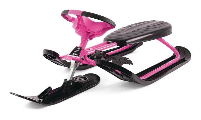 Stiga GT Racer Curve Kids' 1-Person Winter Snow Ski Sled with Steering Wheel & Brakes, Assorted Colours N2