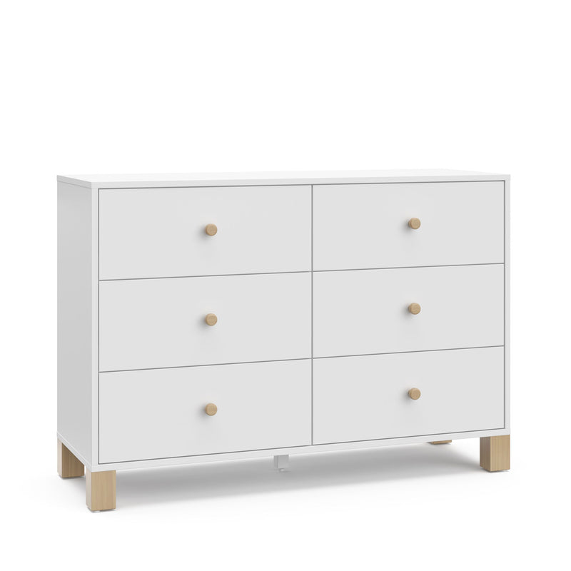 Storkcraft California 6-Drawer White/Driftwood Double Dresser/Chest C7