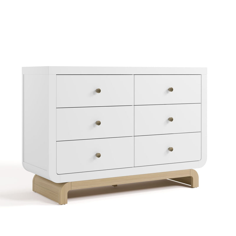 Storkcraft Santorini 6-Drawer White/Driftwood Double Dresser/Chest V4