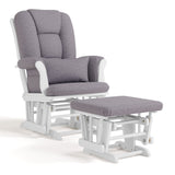 Storkcraft Tuscany Glider & Ottoman Set with Matching Lumbar Cushion, White with Grey Swirl
