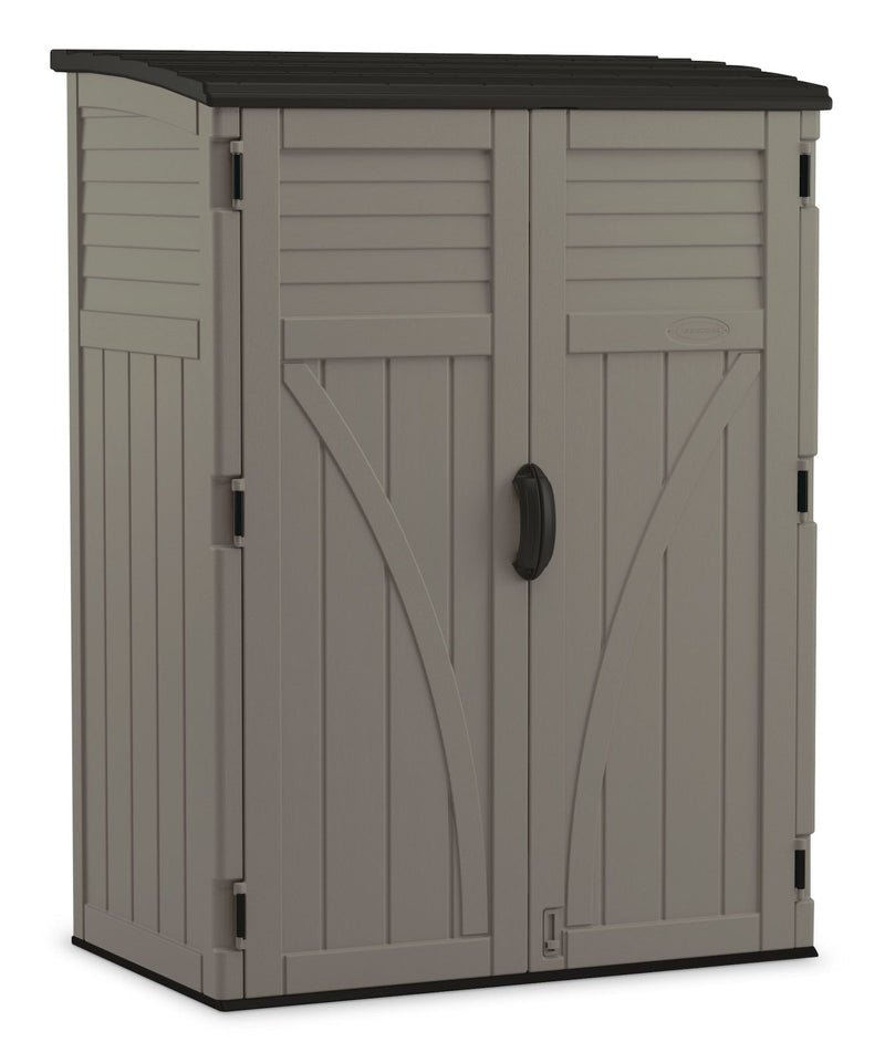 Suncast Outdoor Vertical Storage Shed, Stoney Grey, 404-Gal A4