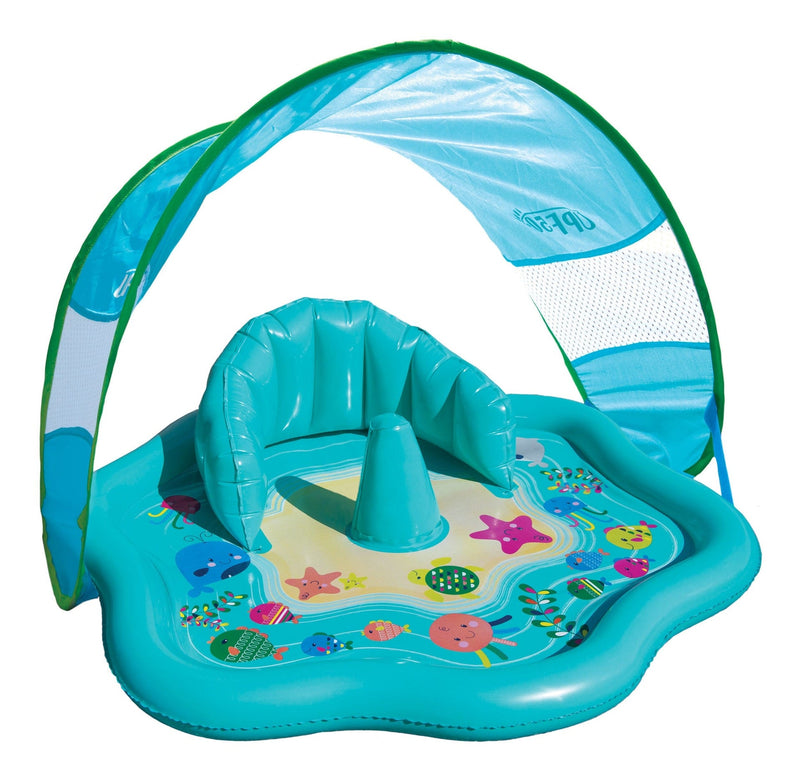 Swim School Inflatable Baby Splash Mat with Canopy, 28-in, Ages 6-18m J4
