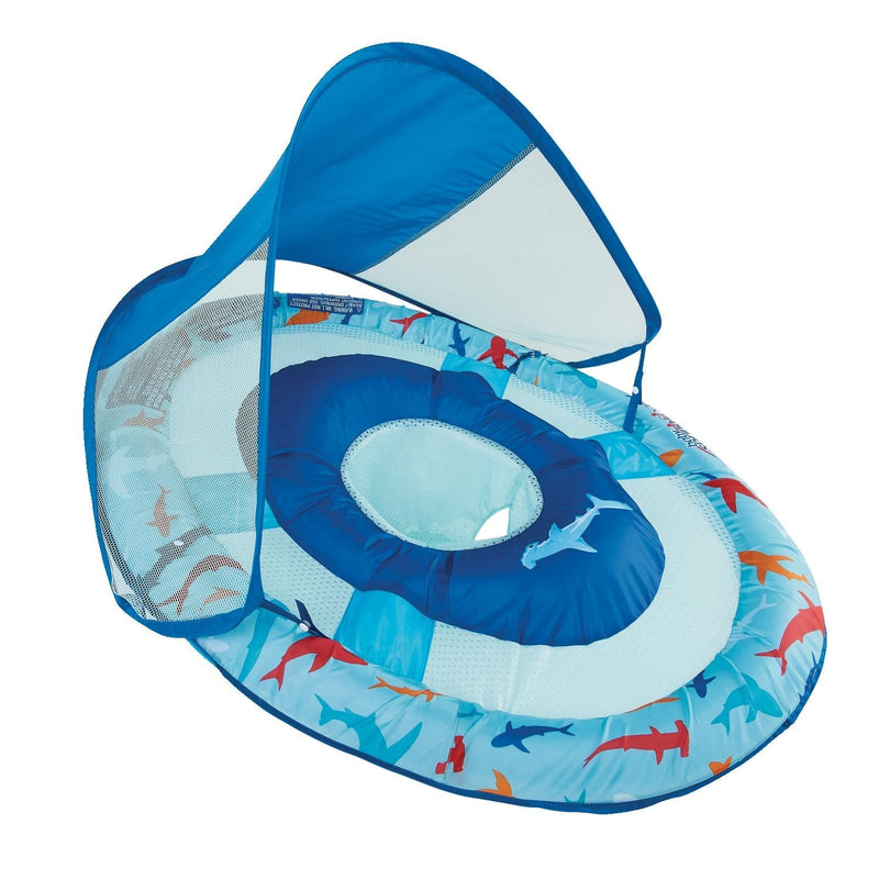 Swimways Sun Canopy Inflatable Baby Spring Float for Kids 9-24 Months, Shark Design X5