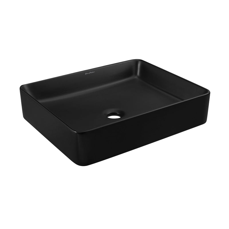 Swiss Madison Concorde Rectangle Ceramic Vessel Sink, Matte Black W9