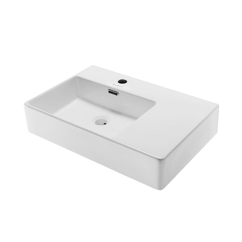 Swiss Madison St. Tropez Ceramic Wall Hung Sink with Left Side Faucet Mount, 24-in x 18-in U7