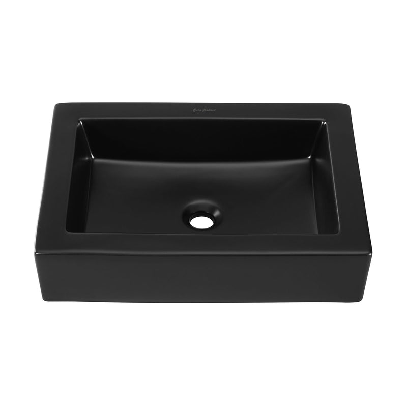 Swiss Madison Voltaire Ceramic Rectangle Vessel Sink, Matte Black Q8