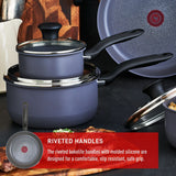 T-fal Hard Titanium Cookware Set, Non-stick, Dishwasher & Oven Safe, Grey, 10-pc