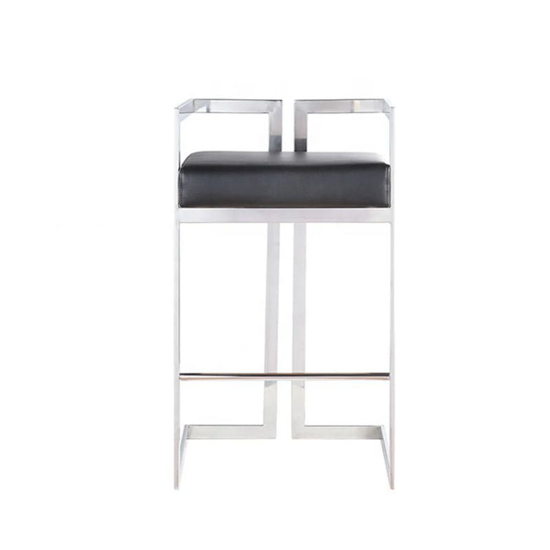 Take Me Home Black Cushioned Harvey Stool with Silver Frame T1