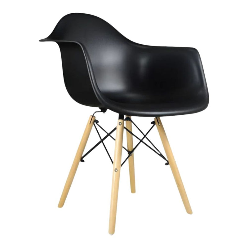 Take Me Home Black Plastic Bucket Armchair with Wood Legs J9