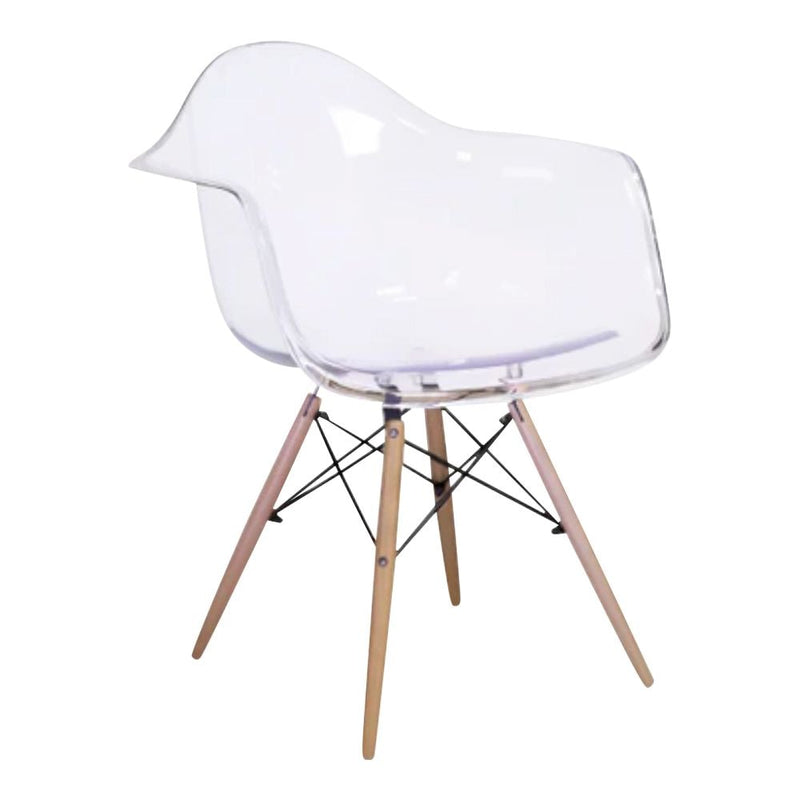 Take Me Home Clear Plastic Bucket Armchair with Wood Legs M4