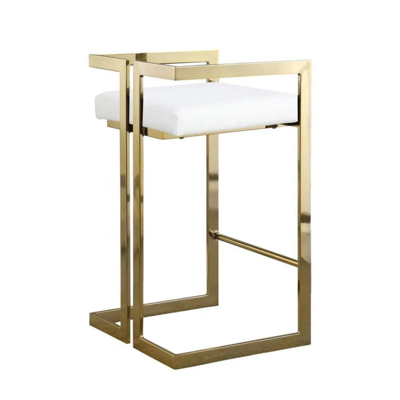 Take Me Home White Cushioned Harvey Stool with Gold Frame K5